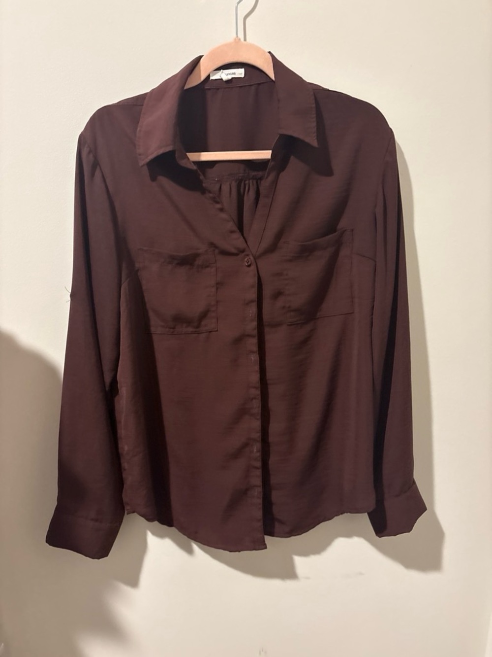 Classic Button-Front Women's Shirt in Dark Brown